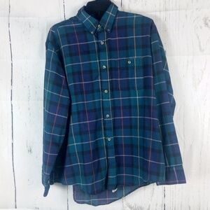 Ivy Classics Blue Plaid Button Down LS Shirt Sz L